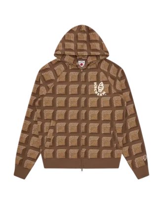 Chocolate Waffle Kapuzenjacke mit durchgehendem Reißverschluss