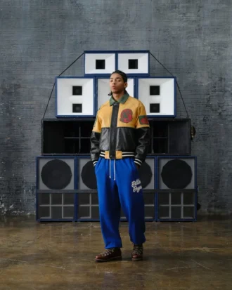 Club Varsity-Jacke aus geknittertem Leder