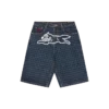 Damen-Jeansshorts mit Hahnentrittmuster und Running Dog