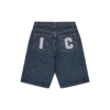 Damen-Jeansshorts mit Hahnentrittmuster und Running Dog