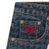 Damen-Jeansshorts mit Hahnentrittmuster und Running Dog