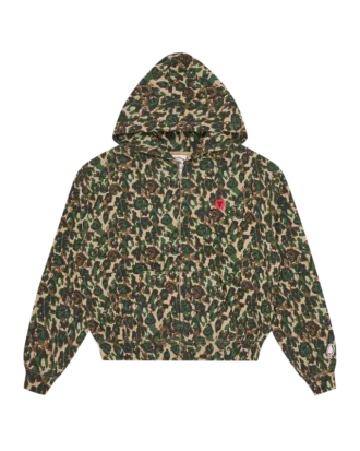 Damen-Kapuzenjacke mit Reißverschluss im Camo-Look
