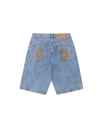 Denim-Shorts mit verblasstem Arch Logo