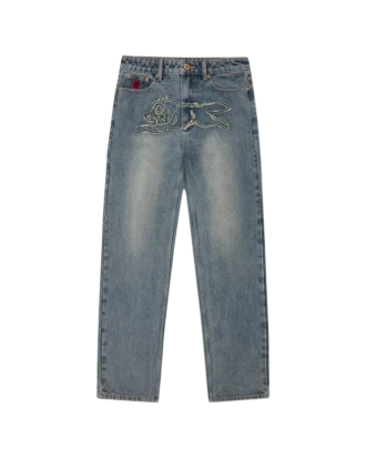 Distressed Running Dog Denim-Hose für Damen