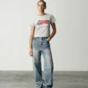 Distressed Running Dog Denim-Hose für Damen
