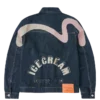 Jeansjacke mit Möwenprint & Stickerei