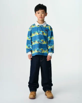 Kinder-Rugby-Shirt im Roboter-Camo-Look