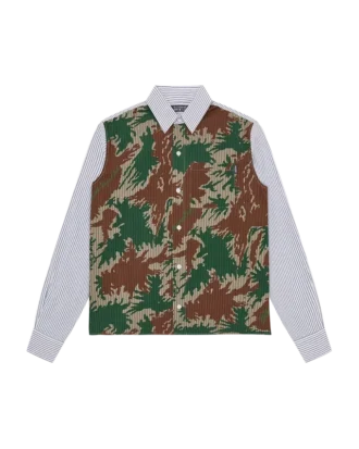 Popeline-Streifenhemd mit halbflächigem Burst-Camo-Print